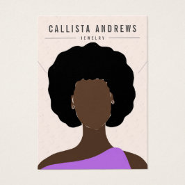 Earthy Boho Black Hair Girl Ketting Card Visitekaartje