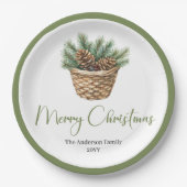 Earthy Boho Botanical Christmas Bouquet Dinner  Papieren Bordje (Voorkant)