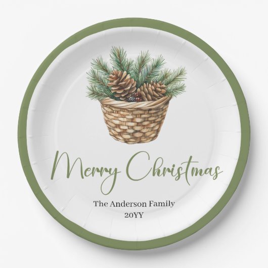 Earthy Boho Botanical Christmas Bouquet Dinner  Papieren Bordje (Voorkant)