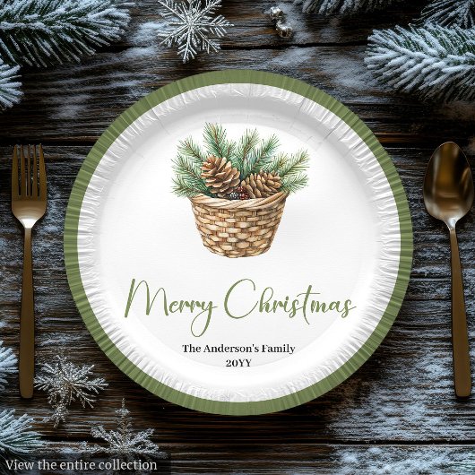 Earthy Boho Botanical Christmas Bouquet Dinner  Papieren Bordje