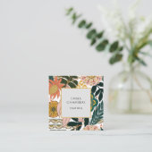 Earthy Boho Brown Zwart Tropische Bloemen Vierkante Visitekaartje (Staand voorkant)