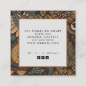 Earthy Boho Brown Zwart Vierkant Visitekaartje (Achterkant)