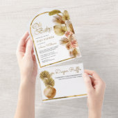 Earthy Boho Floral Arch Dried Palm Baby shower All In One Uitnodiging (Afscheurbaar)