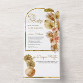 Earthy Boho Floral Arch Dried Palm Baby shower All In One Uitnodiging (Binnen)