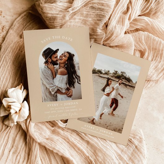 Earthy Boho foto Save the Dates Kards Kaart