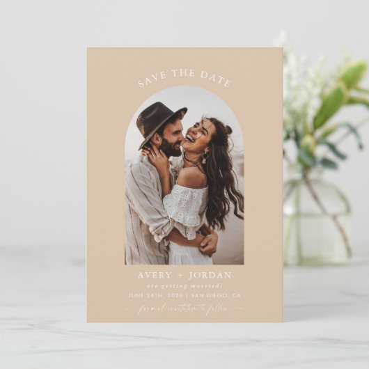 Earthy Boho foto Save the Dates Kards Kaart (Staand voorkant)