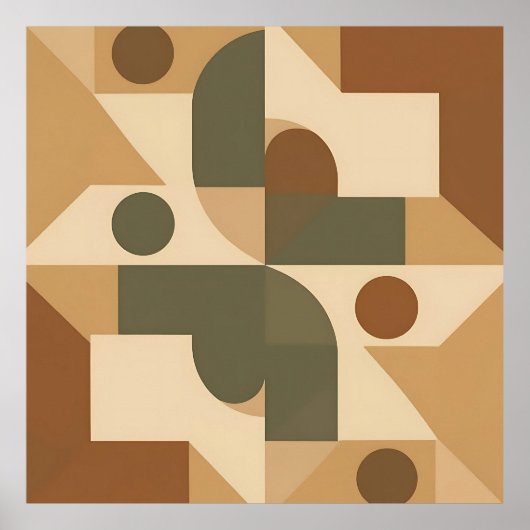 Earthy Boho Geometric Abstract Poster (Voorkant)