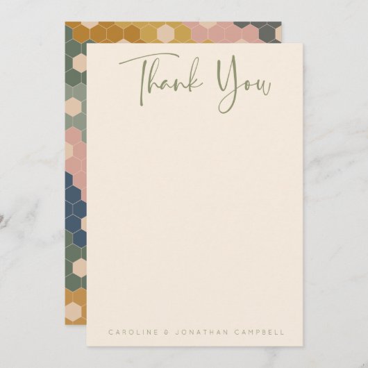 Earthy Boho Geometric Chic Modern Wedding Custom Bedankkaart (Voorkant / Achterkant)