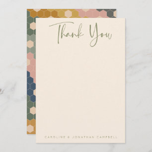 Earthy Boho Geometric Chic Modern Wedding Custom Bedankkaart