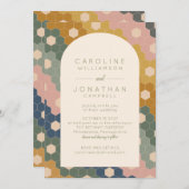 Earthy Boho Geometric Chic Modern Wedding Kaart (Voorkant / Achterkant)