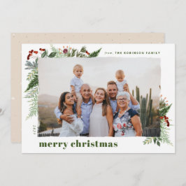 Earthy Boho Greenery Dry Brush Feestdagenkaart