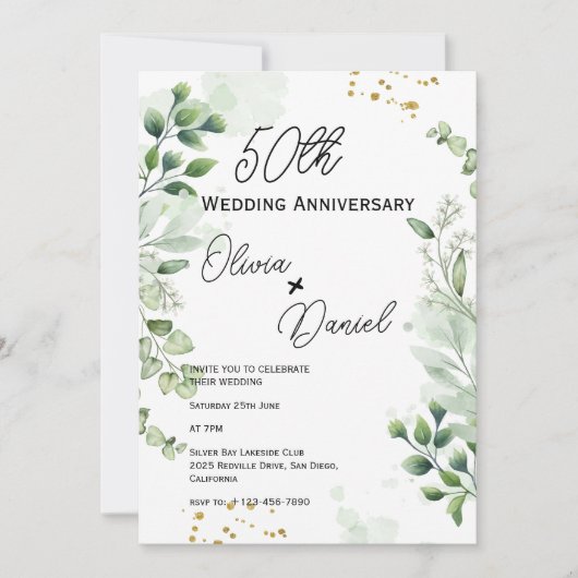 Earthy Boho Greenery Wedding Anniversary  Kaart (Voorkant)