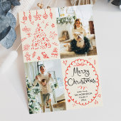 Earthy Boho Hand getekend Vrolijk Kerstfeest 2 Fot Feestdagenkaart