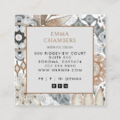 Earthy Boho Interieur Designer Vierkante Visitekaartje (Achterkant)