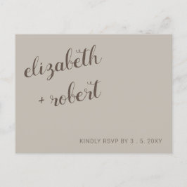 Earthy Boho Minimalist Script Calligraphy RSVP Uitnodiging Briefkaart