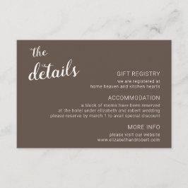 Earthy Boho Minimalist Script Calligraphy Wedding Informatiekaartje