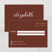 Earthy Boho Minimalist Script Calligraphy Wedding RSVP Kaartje (Voorkant / Achterkant)