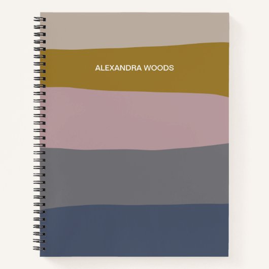 Earthy Boho Modern Abstracte Stripes - Gepersonali Notitieboek (Voorkant)
