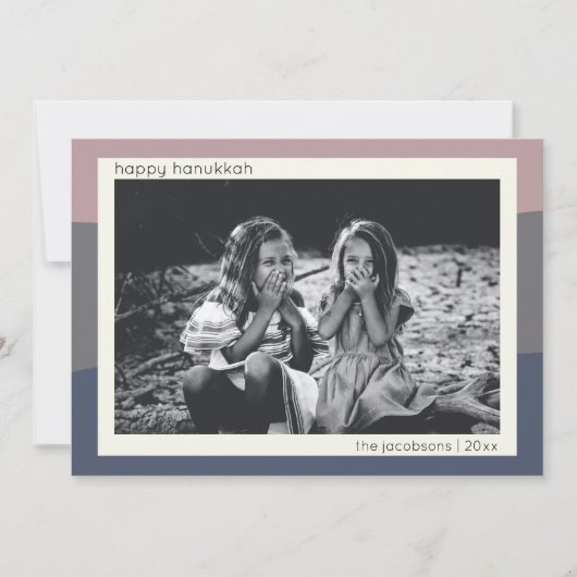 Earthy Boho Modern Abstracte Stripes Hanukkah Foto Feestdagenkaart (Voorkant)