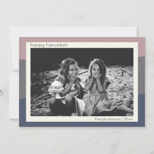 Earthy Boho Modern Abstracte Stripes Hanukkah Foto Feestdagenkaart