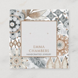 Earthy Boho Oorbel Display Kaart Vierkante Visitekaartje