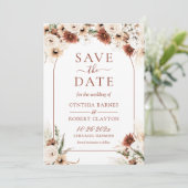 Earthy Boho Pampas Grass Floral Arch Foto Save The Date (Staand voorkant)