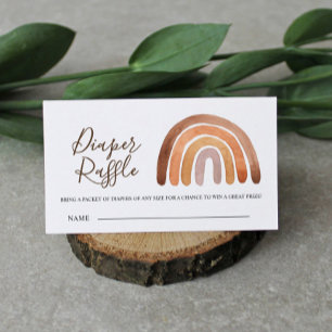 Earthy Boho Rainbow Baby shower Diaper Raffle Informatiekaartje