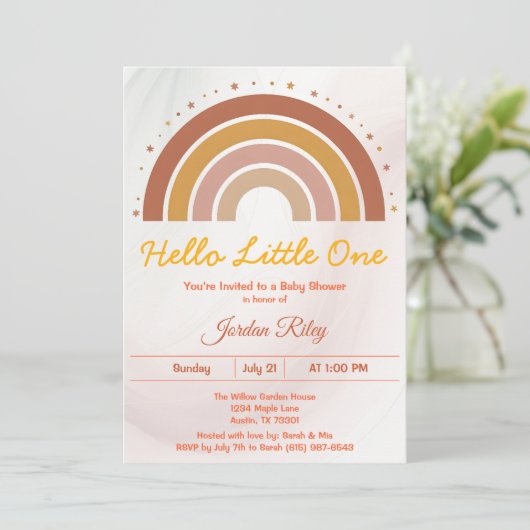 Earthy Boho Rainbow Baby shower genderneutraal Kaart (Staand voorkant)