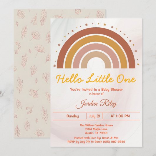 Earthy Boho Rainbow Baby shower genderneutraal Kaart (Voorkant / Achterkant)