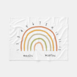 Earthy Boho Rainbow Milestone Fleece Baby Blanket
