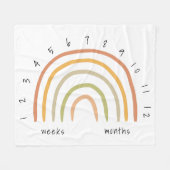 Earthy Boho Rainbow Milestone Fleece Baby Blanket Deken (Voorkant (Horizontaal))