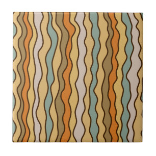Earthy Boho Retro Wavy Stripe Tegeltje