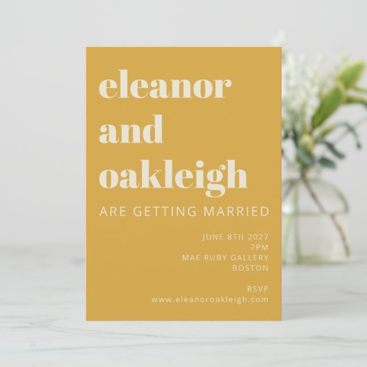 Earthy Boho Rust Yellow Modern Geometric Wedding Kaart (Staand voorkant)