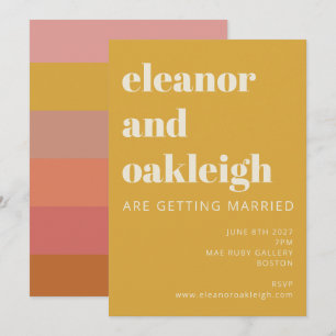 Earthy Boho Rust Yellow Modern Geometric Wedding Kaart