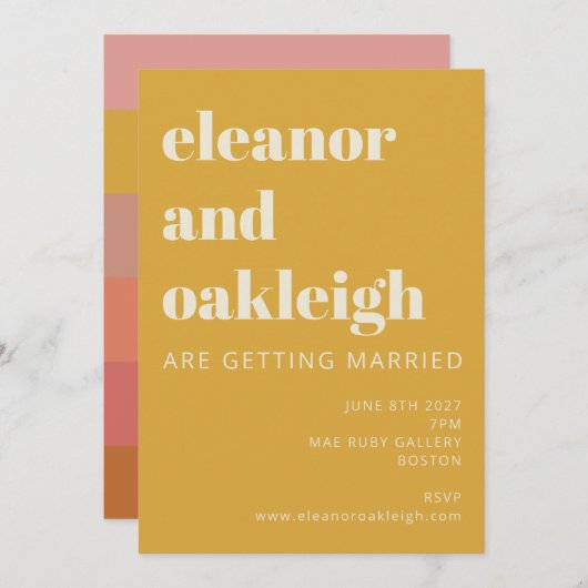 Earthy Boho Rust Yellow Modern Geometric Wedding Kaart (Voorkant / Achterkant)