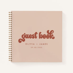 Earthy Boho Terracotta Pink Wedding Guest Book Notitieboek