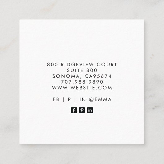 Earthy Boho Vierkante Visitekaartje (Achterkant)