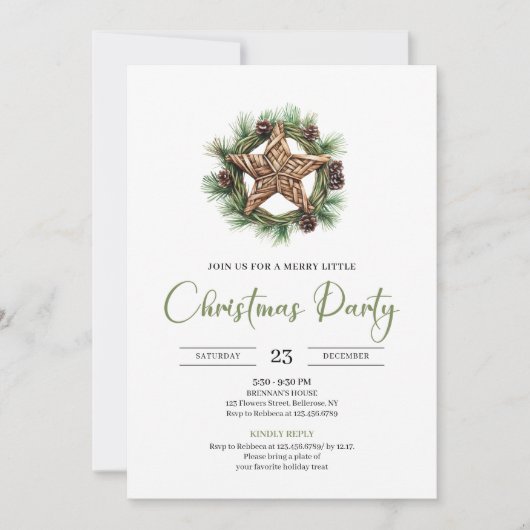 Earthy Boho Watercolor Botanical Christmas Invite Kaart (Voorkant)
