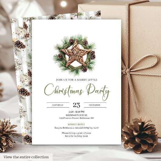 Earthy Boho Watercolor Botanical Christmas Invite Kaart
