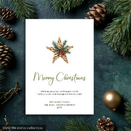 Earthy Boho Watercolor Pine Wreath Greeting Card Feestdagenkaart