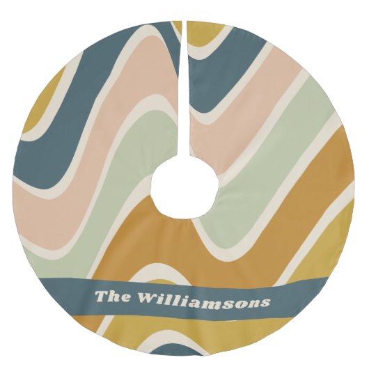 Earthy Boho Wavy Lines Retro Pastels Personalized Kerstboom Rok (Voorkant)