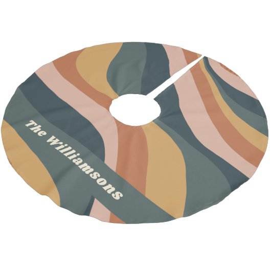 Earthy Boho Wavy Lines Terracotta Personalized Kerstboom Rok (Gekanteld)