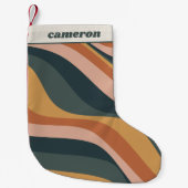 Earthy Boho Wavy Lines Terracotta Personalized Kleine Kerstsok (Voorkant)