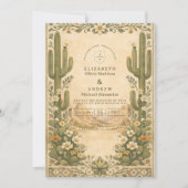 Earthy Botanical Desert Wedding Kaart (Voorkant)