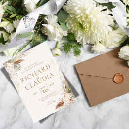 Earthy Botanical Wedding Invitation | Customizable Kaart