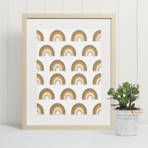 Earthy Brown Boho regenboog kwekerij Kinder kunst Poster
