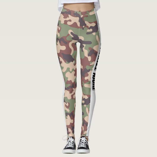 Earthy Brown Camouflage PERSONALISEREN Leggings (Voorkant)