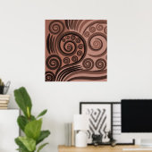 Earthy Brown Fern Frond Curls Poster (Thuiskantoor)