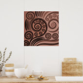 Earthy Brown Fern Frond Curls Poster (Keuken)