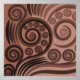 Earthy Brown Fern Frond Curls Poster